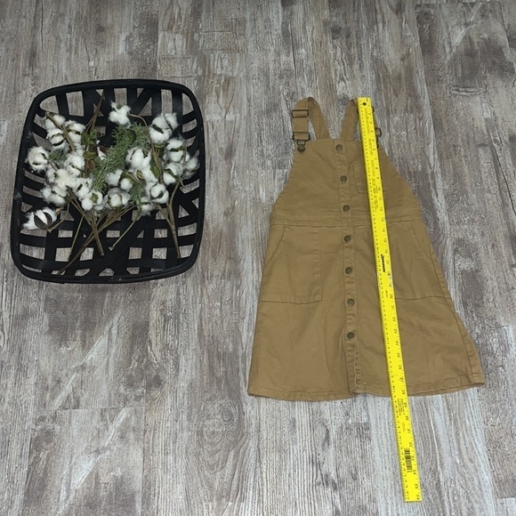 Hayden Kids Girl Patch Pocket Button Down Camel Overall Dress Size Large Stretch - Picture 5 of 6